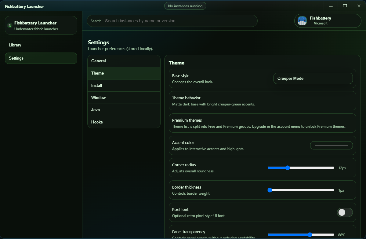 Theme settings preview
